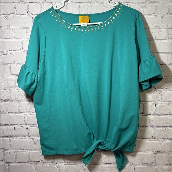 Women's Ruby Rd Green Top Size PXL - Picture 5 of 7
